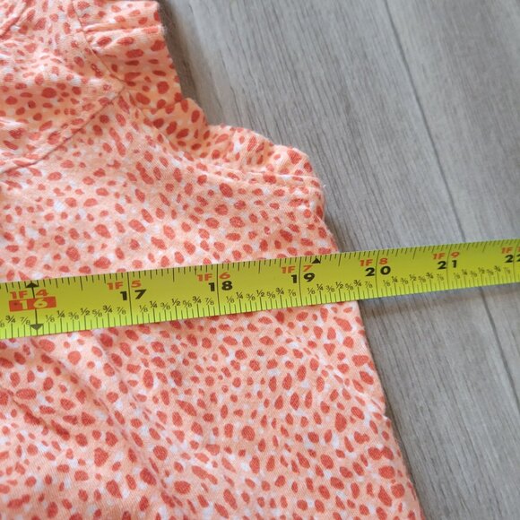 Loft Vintage Soft Orange Polka Dot Ruffle Sleeve Button Front Blouse Womens M Co - Picture 7 of 7